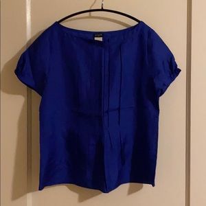 J. Crew Blue 100% Silk Blouse Sz 0